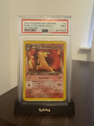 PSA 9 Mint Dark Typhlosion 1st Edition 10/105 Holo Neo Destiny Pokemon SWIRL