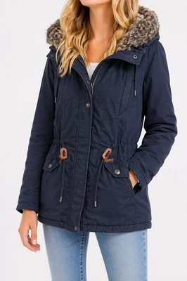 Jacke Blau KHUJO Damen Parka Winter Winterjacke Fran M 38 Fell Kapuze Np 179 Neu - Bild 1 von 4