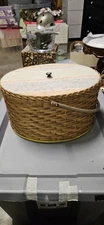 Vtg Wicker Sewing Basket