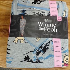 Disney Winnie The Pooh  Piglet 2-Piece Pajama Set Gray Womens Size Small 4/6.