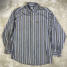 Vintage 90s Carhartt USA Rugged Outdoor Striped Button Down Shirt Men's XL Union