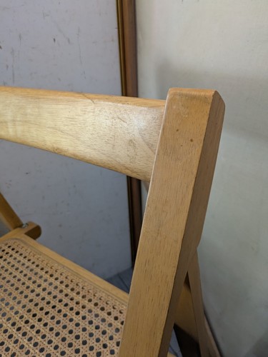 Vintage Set of 2 Mid Century Modern Folding Wood Cane Chairs Aldo Jacober Style - Picture 20 of 24