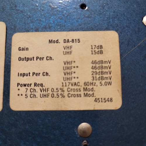 Vintage Winegard DA-815 82 Channel Distribution Amplifier UNTESTED - Picture 12 of 16