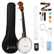 5 String Banjo Mini - Mulucky 26 Inch Travel Banjo Sapele Body Closed Solid Back
