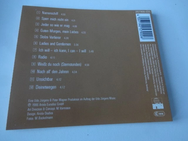 CD ALBUM Udo Jürgens - DEINETWEGEN von 1986 Ladies and Gentleman, Unsichtbar - Bild 2 von 2