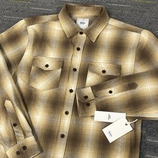 NWT KATIN Shadow Plaid Midweight Flannel Shirt Men s Small Earth Tones Pockets
