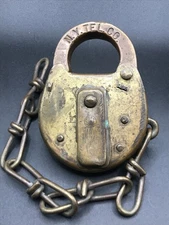 Vintage Safe N.Y. Tel. Co. Padlock w/ Chain