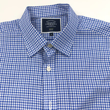 Charles Tyrwhitt Non Iron SLIM FIT 16/34 Button LS Check Dress Shirt Blue MINT
