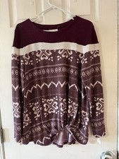 Maurice’s Brand Women’s Size L Burgundy And White Sweater