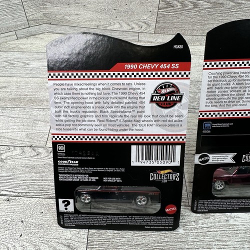 Hot Wheels RLC Exclusive 1990 Chevy 454 SS Black Rat, Red & Teal Lot Of 3 - Picture 13 of 15