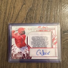 2024 Leaf Trinity Christian Moore Patch Auto Laundry Tag Red  🔥3/15 🔥(Angels) 