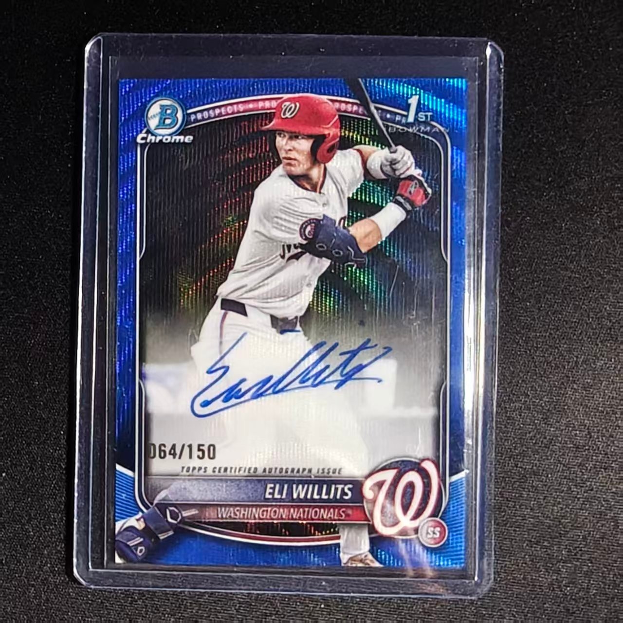 🔌IU 2025 BOWMAN DRAFT PROSPECT 1ST CHROME AUTO BLUE WAVE /150 ELI WILLITS