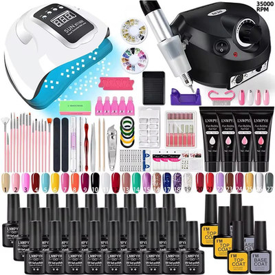 Acrylic Nail Polish Kit with UV Lamp and Glitter Gel Manicure Tools Set