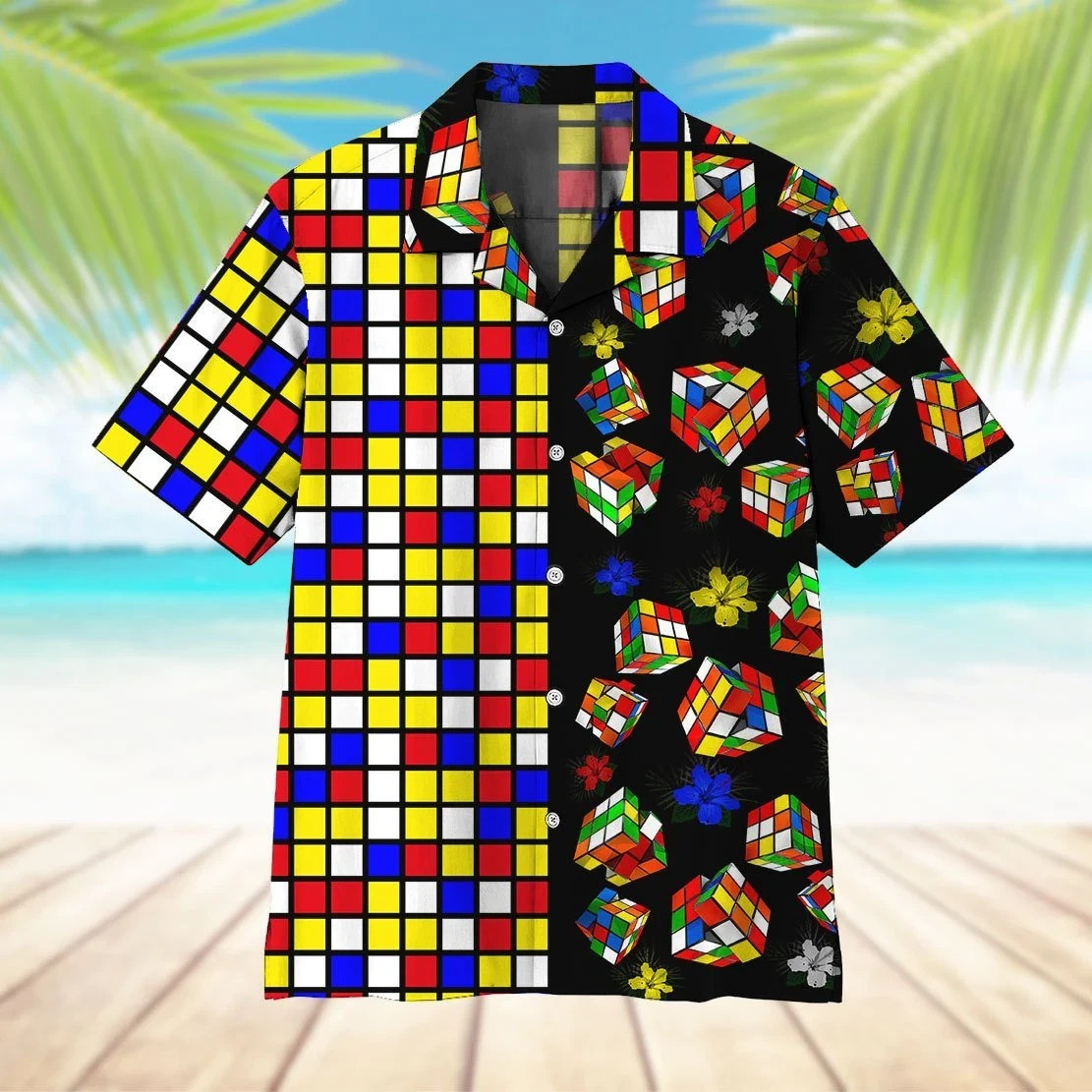 Rubik 3D Unisex Adult, Tropical Hawaiian Shirt, Aloha Party