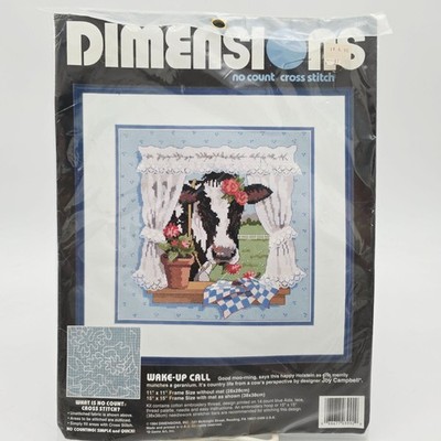 Dimensions Wake-Up Call No Count Cross Stitch Kit Cow In Window 15''x15''