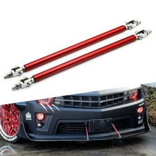 Red Adjust Front Bumper Lip Splitter Strut Rod Tie Support Bars For Chevy Camaro