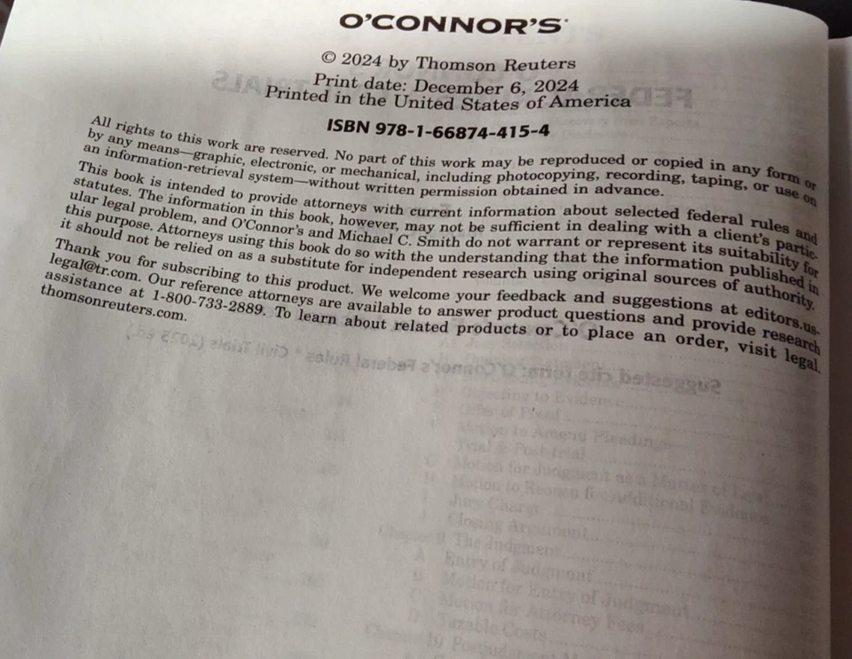 O'Connor's Federal Rules Civil Trials 2025 Paperback - Image 2 of 4
