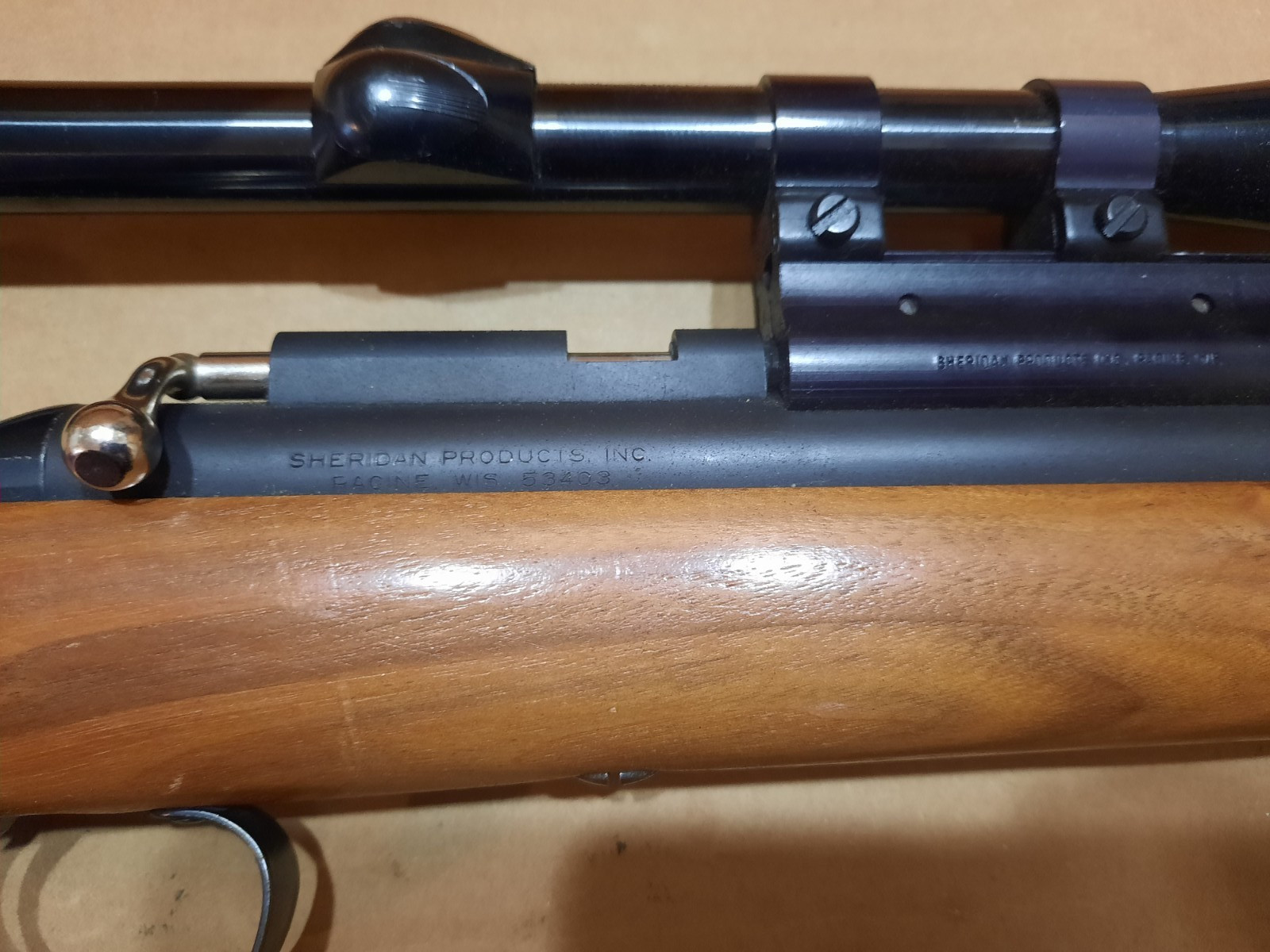 Sheridan C Series  5MM Pellet Gun Wood Stock W/ Scope