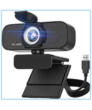 HD 1080p USB Clip-On Computer Webcam, High Definition, Black