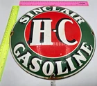 VINTAGE GENUINE SINCLAIR HC PORCELAIN SIGN PUMP PLATE GAS STATION OIL 12" x 12"