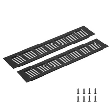 Rectangle Ventilation Grille Aluminum Alloy 300x60mm/12"x2" Black