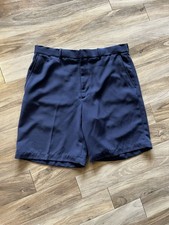 Walter Hagen Men's Golf Shorts W36 Navy Blue Flat Front Herringbone Lined