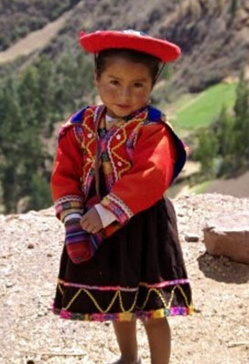 Handmade Girls Traditional peruvian girl Costume Dress Set Hat Shawl Size 8