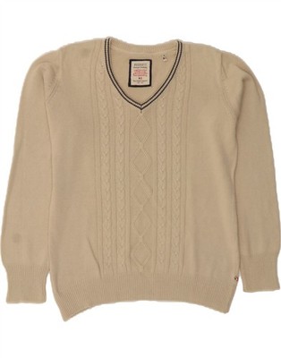 PECKOTT Womens V-Neck Jumper Sweater EU 44 XL Beige Argyle/Diamond CP73
