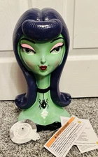 Bella Lux Green Wicked Witch Bust Statue Halloween Decoration Light Up Necklace
