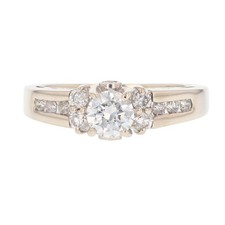 .72ctw Diamond Solitaire with Accents Engagement Ring 14k White Gold Size 4.75
