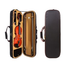 Black Hard Violin Case 4/4 Full Size Violin Box Wooden Oblong Violin Case Strap