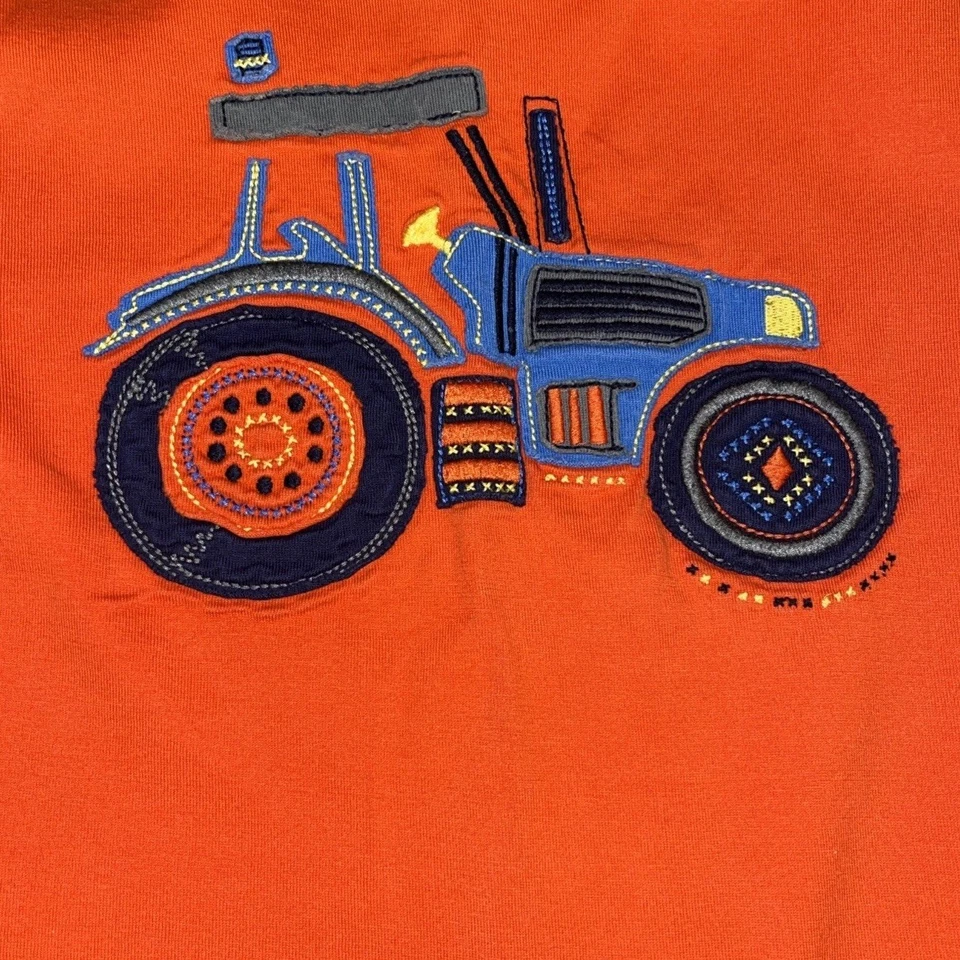 Camisa Hanna Andersson Naranja Tractor Granja Apliques Talla 110 (EE. UU. 5) USADA EN EXCELENTE ESTADO Foto 2 de 4