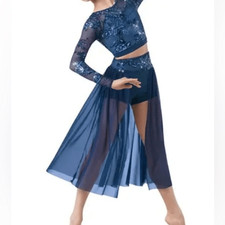 WEISSMAN solo Dance Costume 2 piece navy blue sequin Guiltfree 10337 SA adult