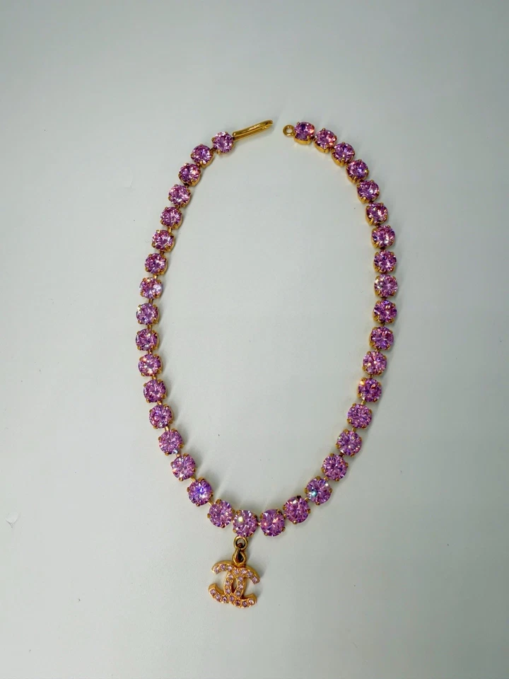 Ultra-Rare Chanel 95P Barbie Runway Pink Rhinestone Choker - Image 2 of 4
