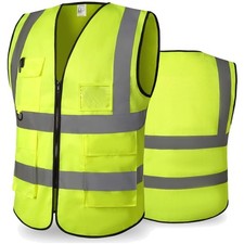 Reflektierende Warnweste Herren Damen Sicherheitsweste Fahrradweste Arbeitssi...