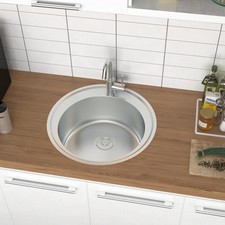 】Modern Stainless Steel Kitchen Sink Small Catering Single Bowl w/ Drainer Waste