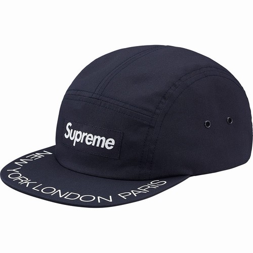 Vtg Supreme Visor Print 5-panel Camp Cap Navy New York SS18 Made In USA Box Logo