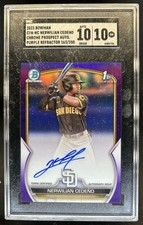 2023 Bowman Nerwilian Cedeno Chrome Auto Purple Refractor 1st #/250 SGC 10