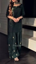 Heavy Natural Crep Silk Black Top Bottom With Dupatta For Function Wear