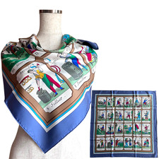 HERMES Carre 90 " L ALPHABET DES METIERS" 100 Silk Scarf Vintage Cleaned