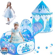 3 in 1 Girls Frozen Play Tent for Kids: Pop Up Baby Playhouse wit