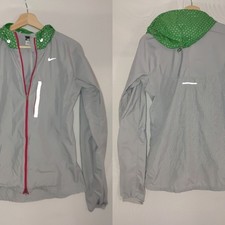 Nike Vapor Mesh Full Zip Running Jacket Gray Green Silver Reflective Size Small