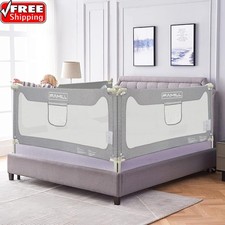 U-Shape Toddler Bed Rail for California King Bed - Modern Grey Safety Guard