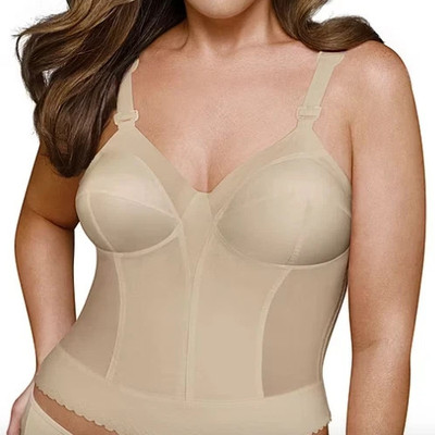 size 36B Exquisite Form  Fully Back Close Longline Bra #5107532 Biege new in box