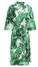 Dolce & Gabbana Banana Leaf Silk Robe Long Dress with Belt Size M