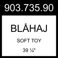 IKEA BL HAJ Soft Toy Shark 39 " 903.735.90
