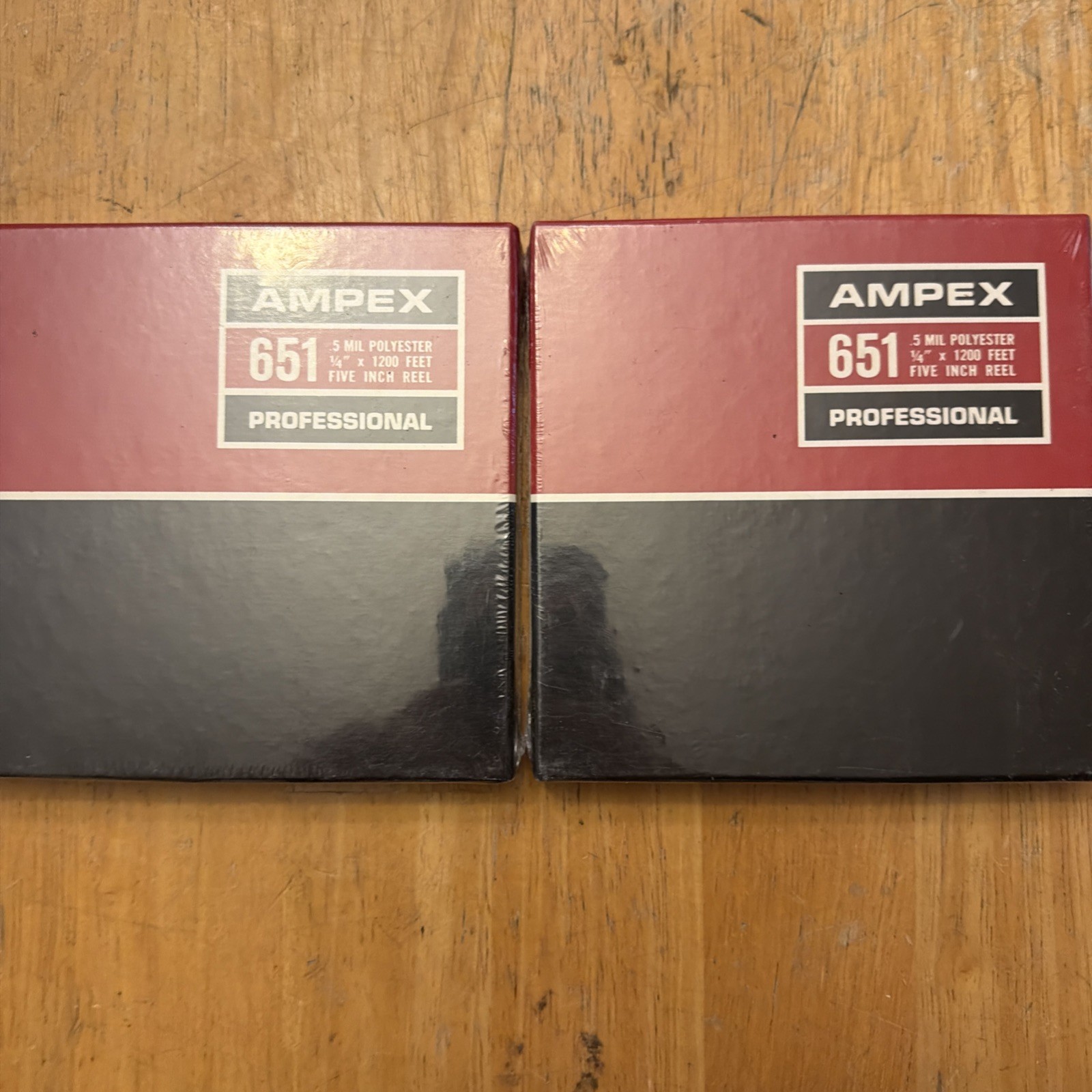 2 Vintage 4 Track Tape Reel To Reel Ampex 651 Profesional 1/4" x 1200 Ft Five In