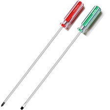 Long Shaft Phillips Screwdriver 8inch PH2 and Slotted No.2, Transparent