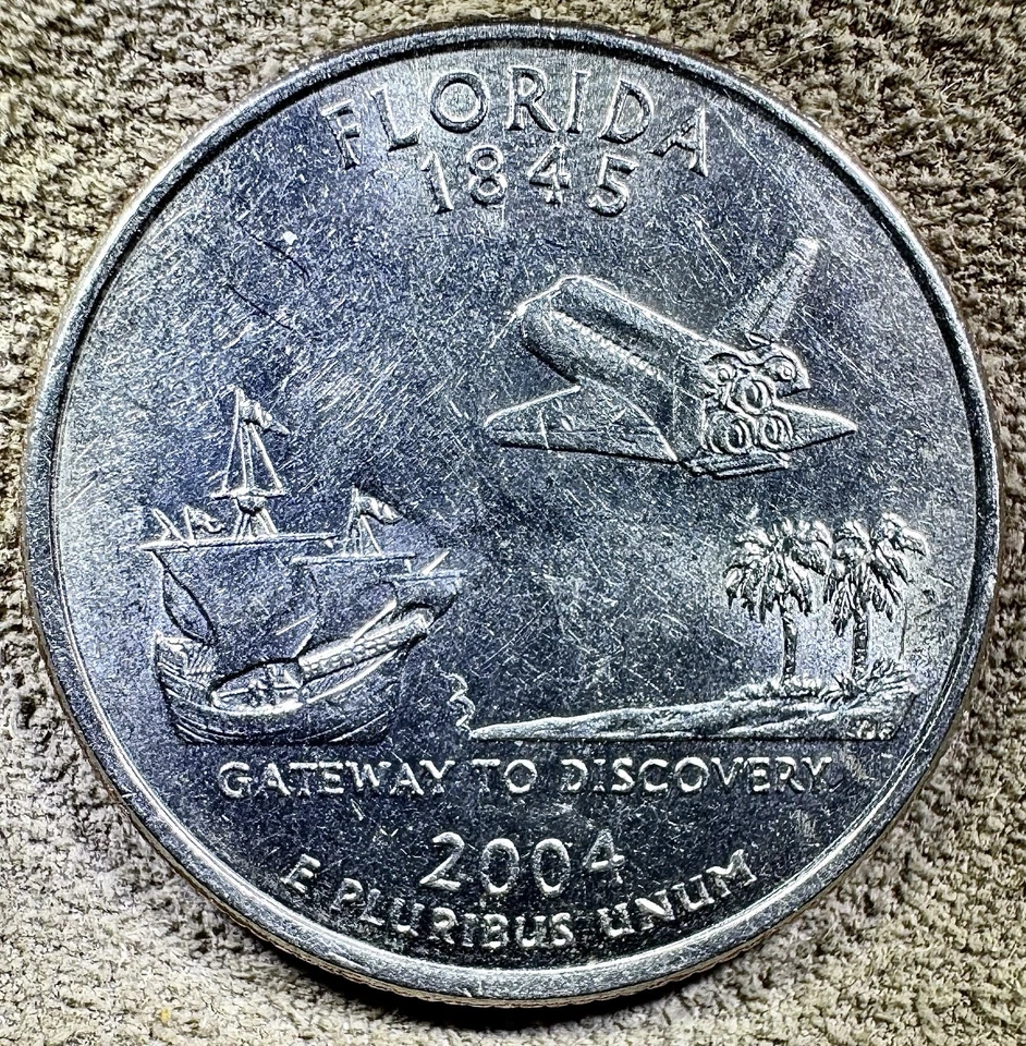 2004 Florida State Quarter with acuńacion error, extra figure - Image 2 of 3