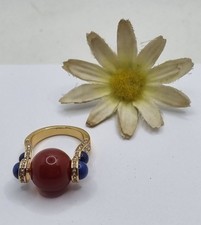 ANELLO CON GRANDE CORNIOLA e lapis, anello originale, anello insolito